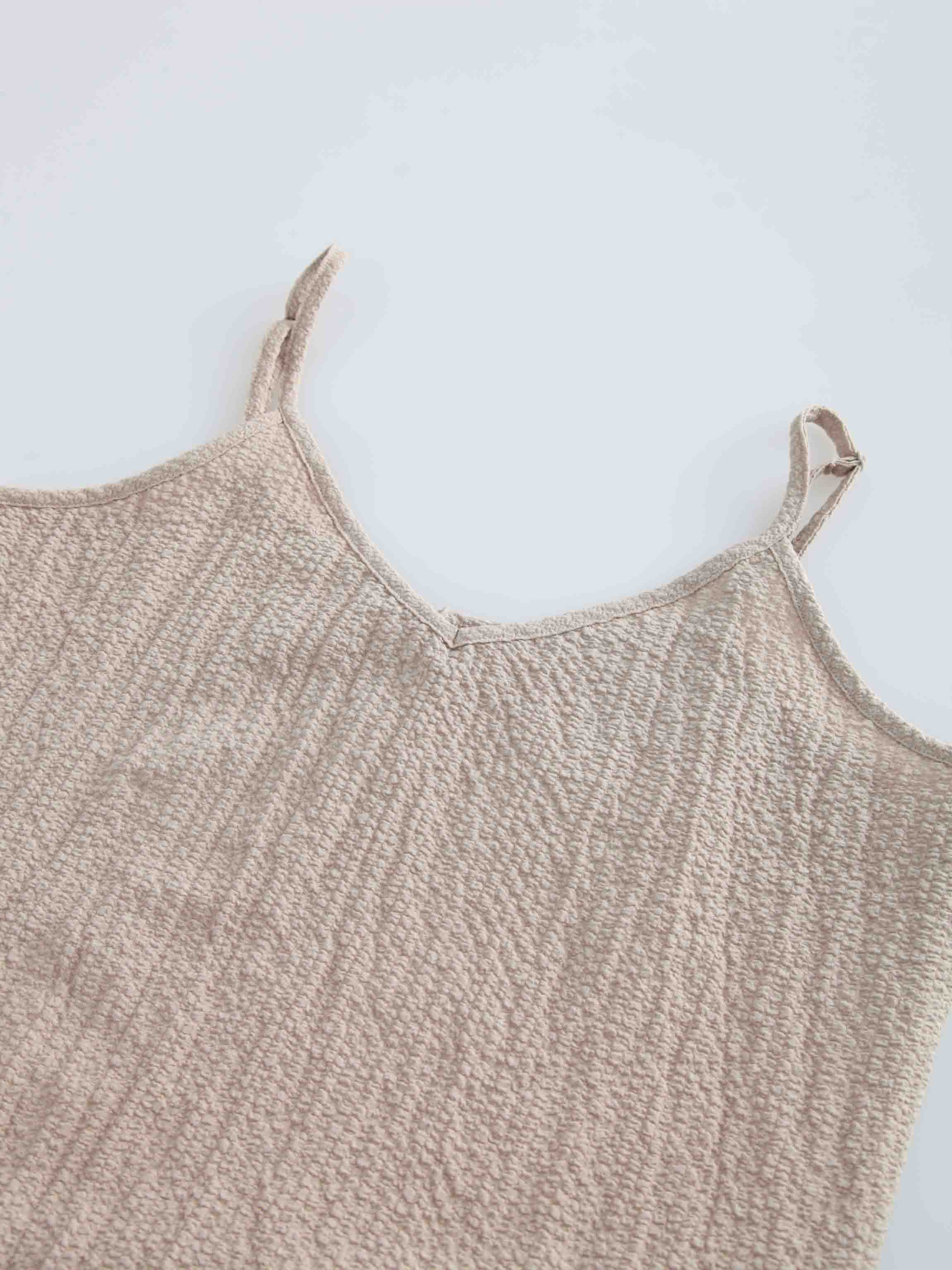 Textured Slip Dress-Taupe