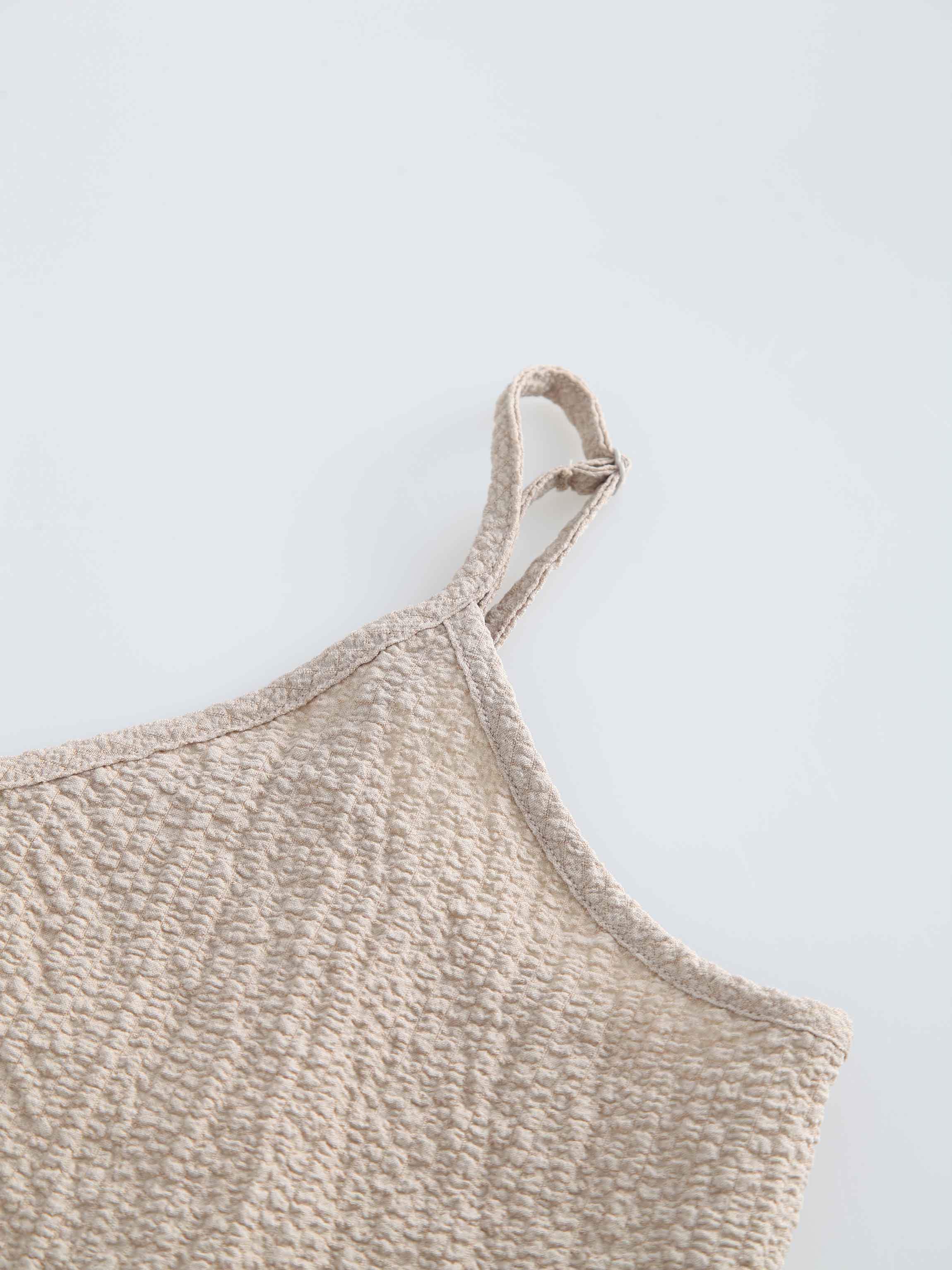 Textured Slip Dress-Taupe