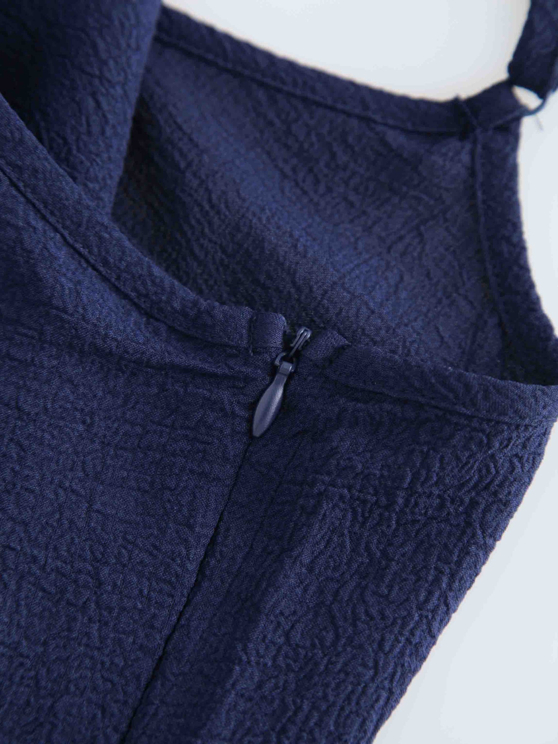 Textured Slip Dress-Navy