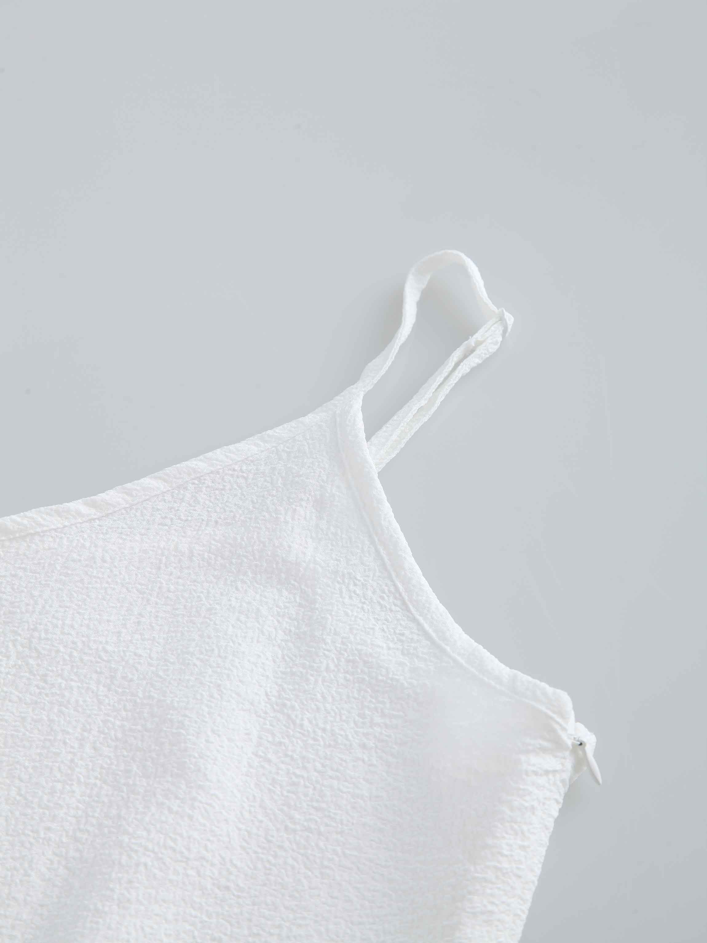 Textured Slip Dress-White