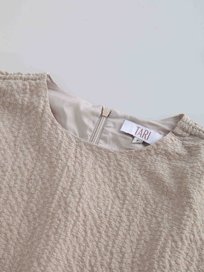 Textured Bubble Top-Taupe