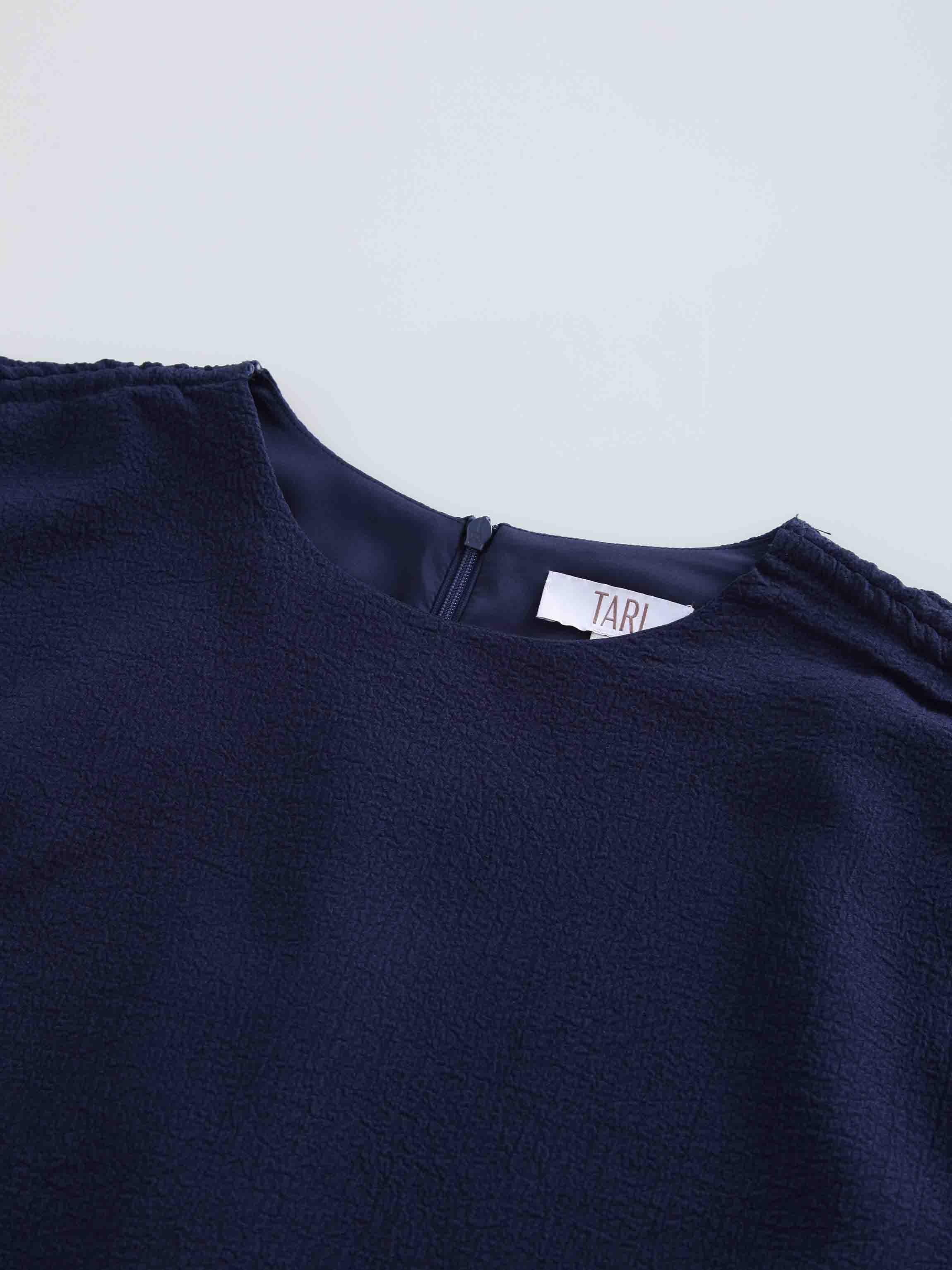 Textured Bubble Top-Navy