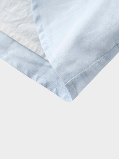 Lace Cutout Cotton Crossover Top-Light Blue