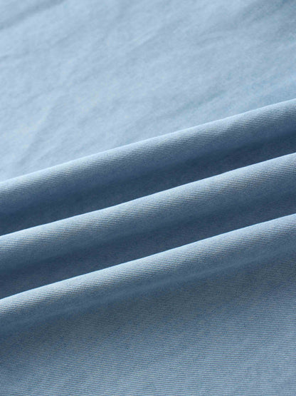 Drawstring Circle Skirt-Light Blue Denim