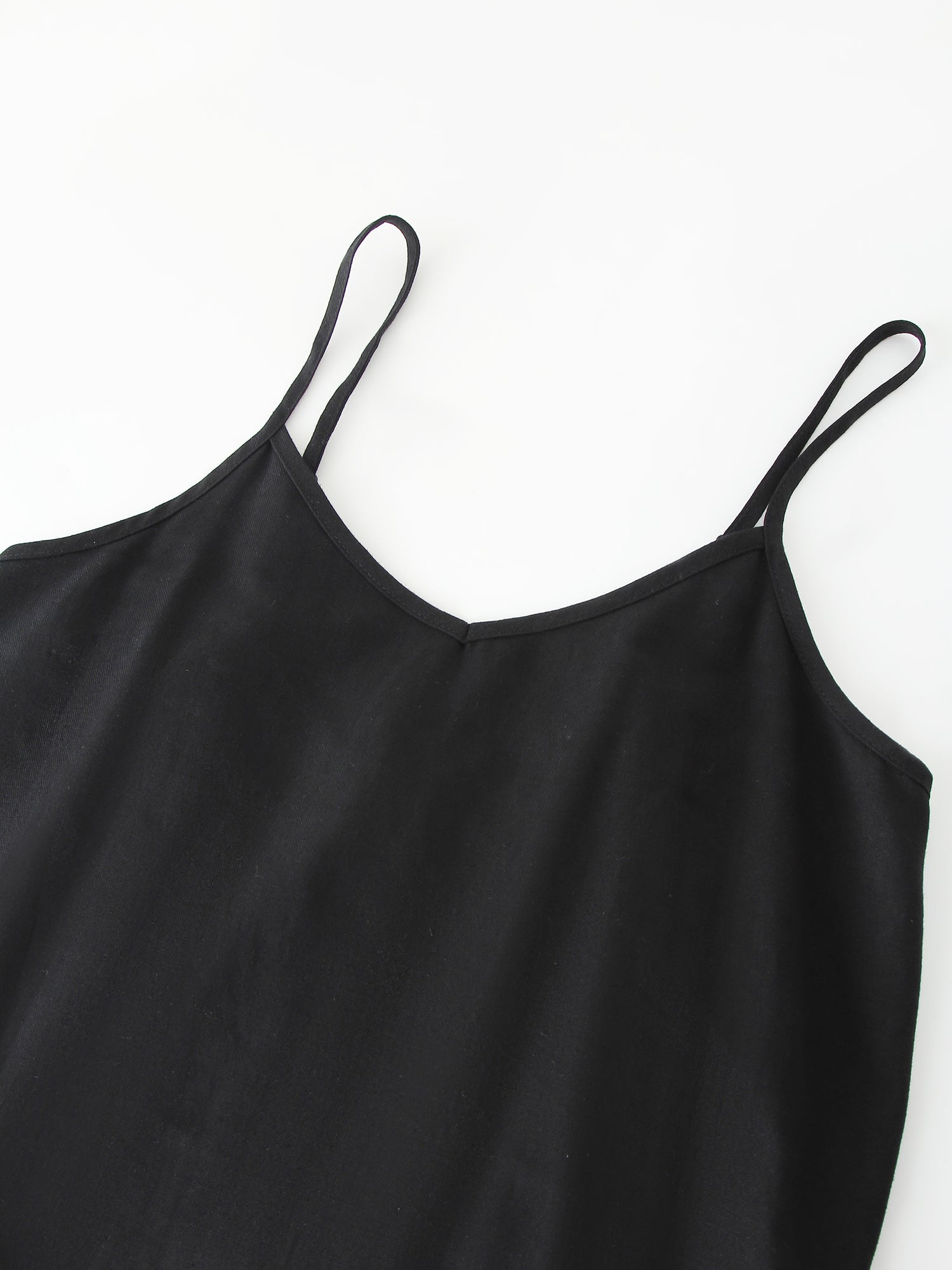 Linen Slip Dress-Black