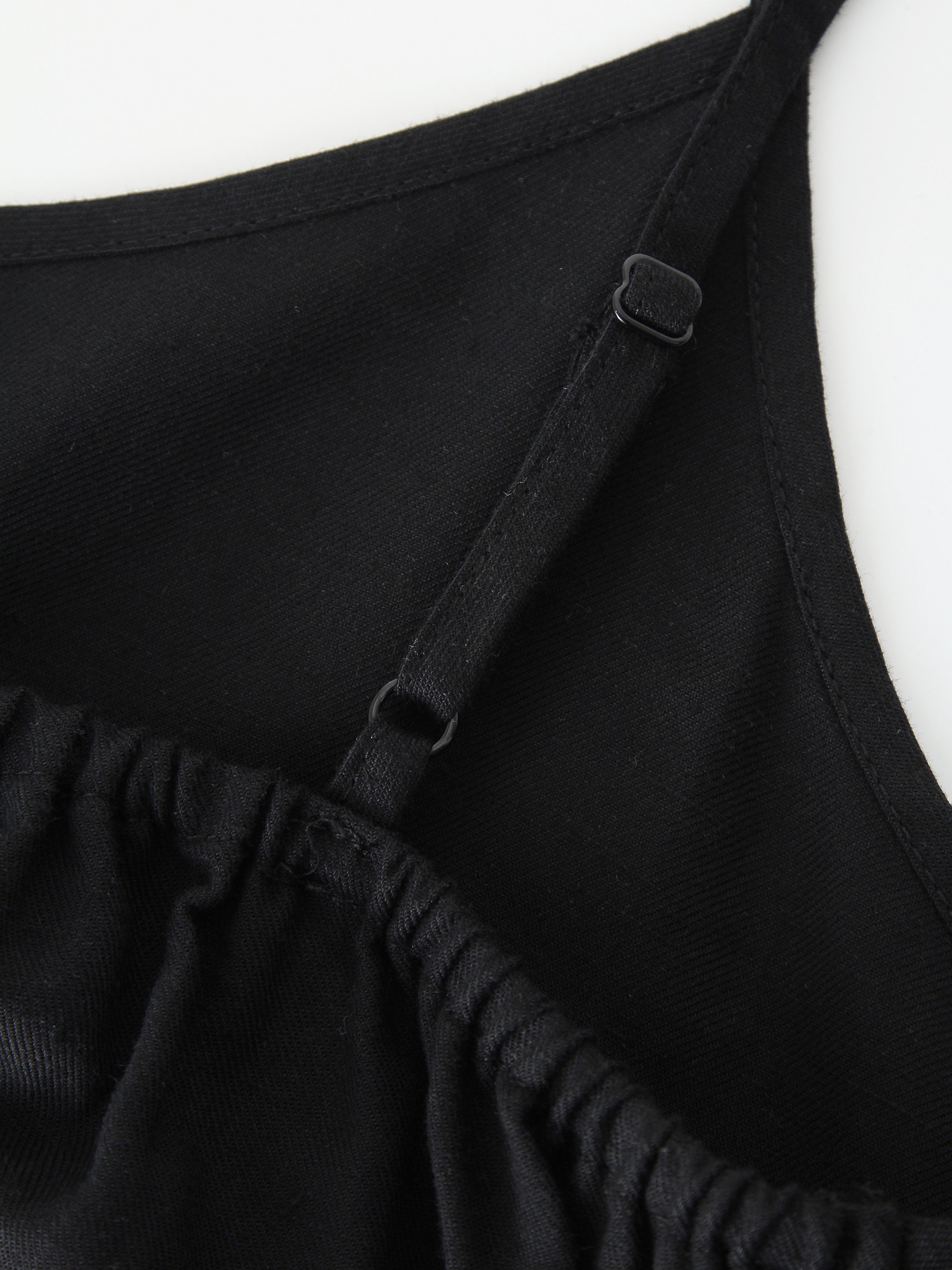 Linen Slip Dress-Black