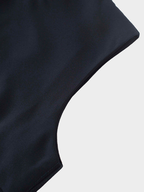 Crepe Slip Dress-Navy