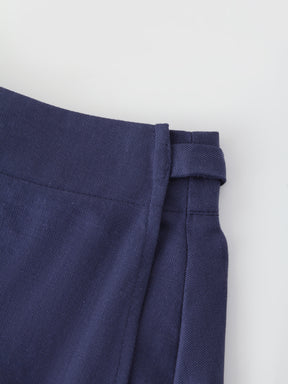 Linen Wrap Skirt-Navy