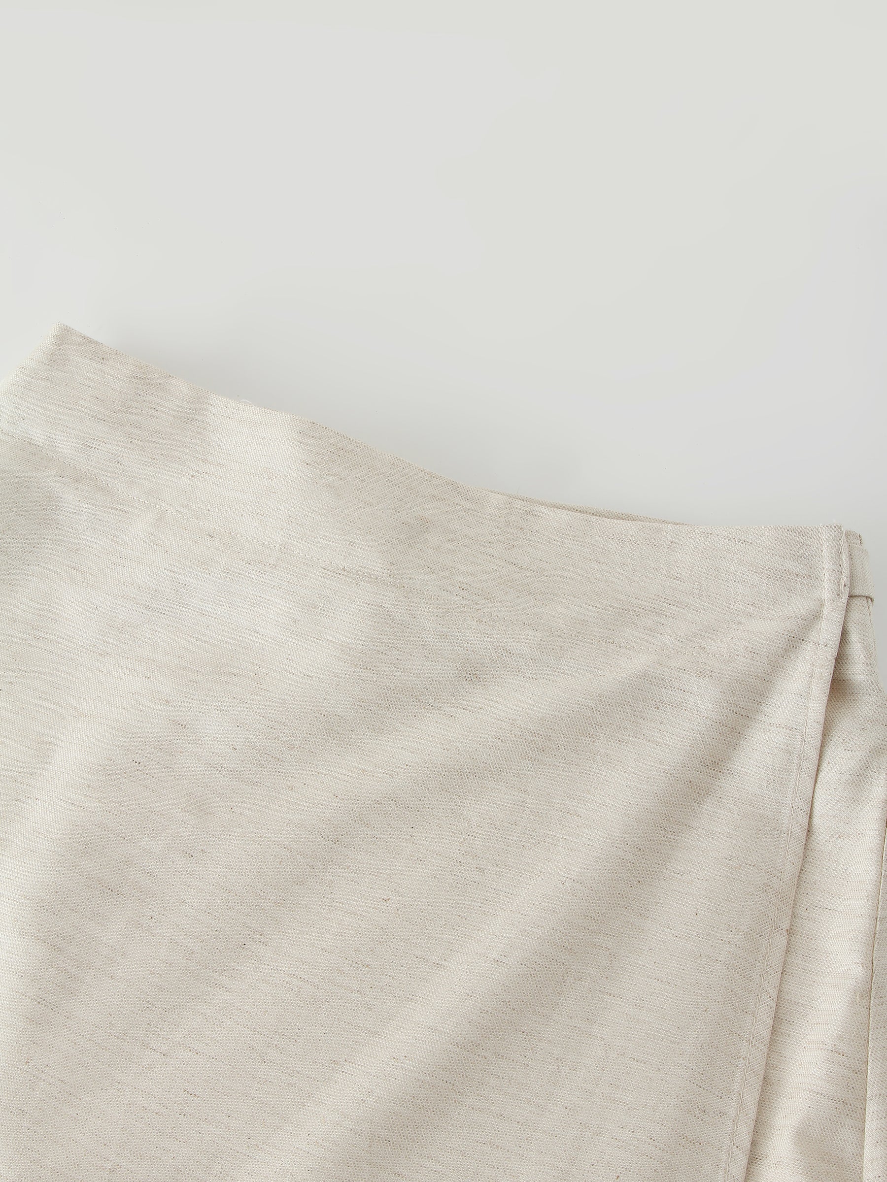 Linen Wrap Skirt-Oatmeal