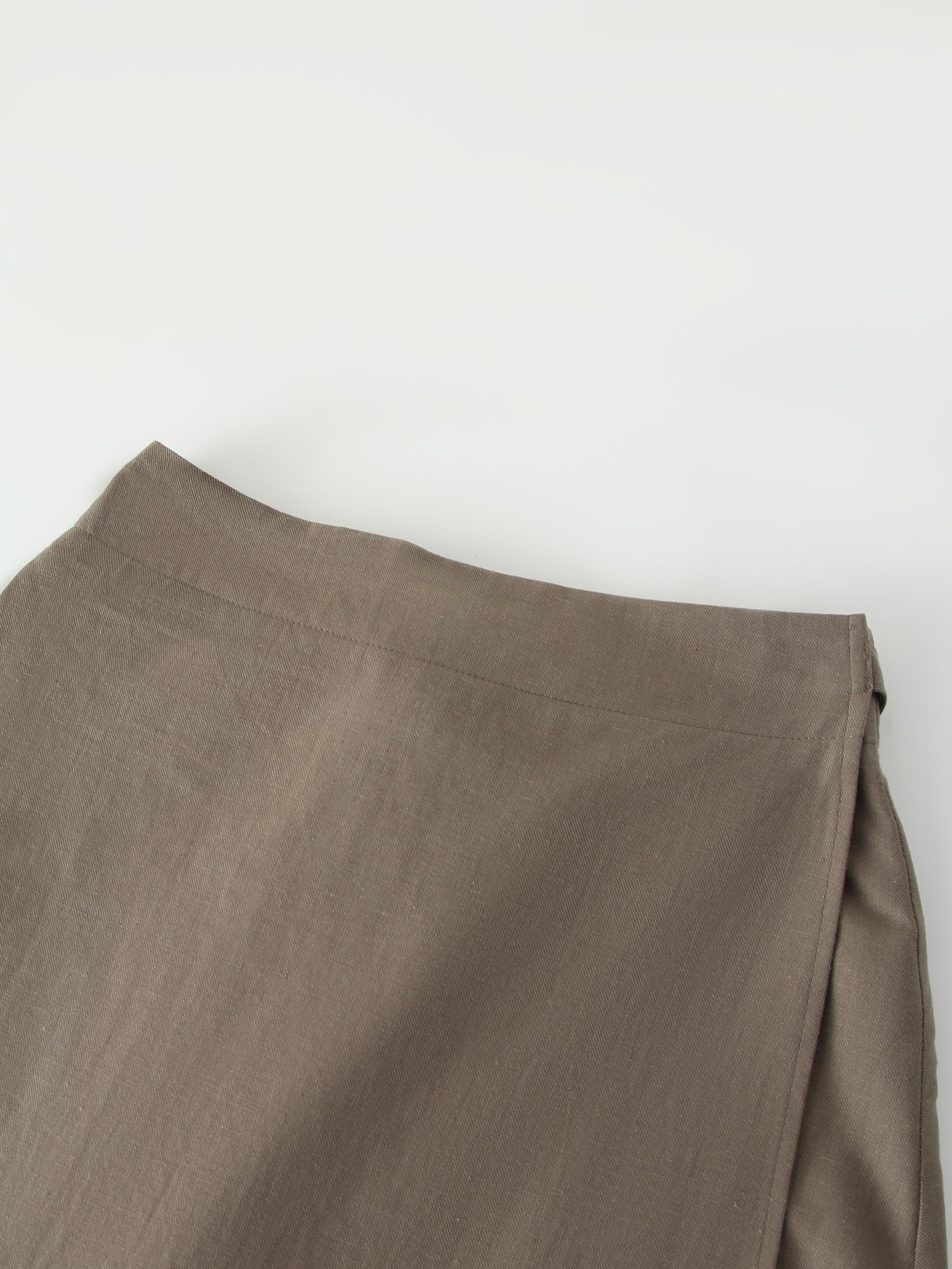 Linen Wrap Skirt-Olive