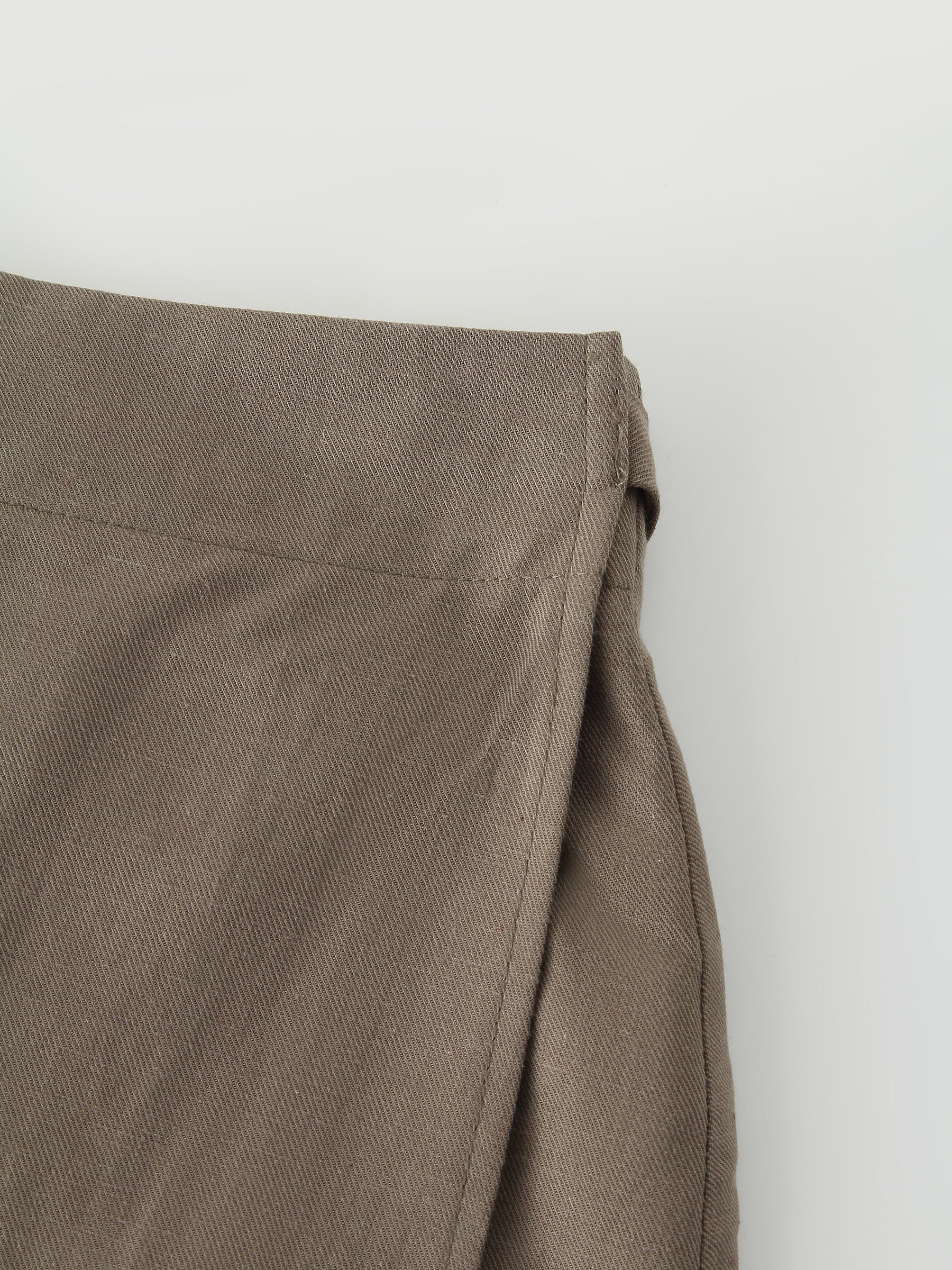 Linen Wrap Skirt-Olive