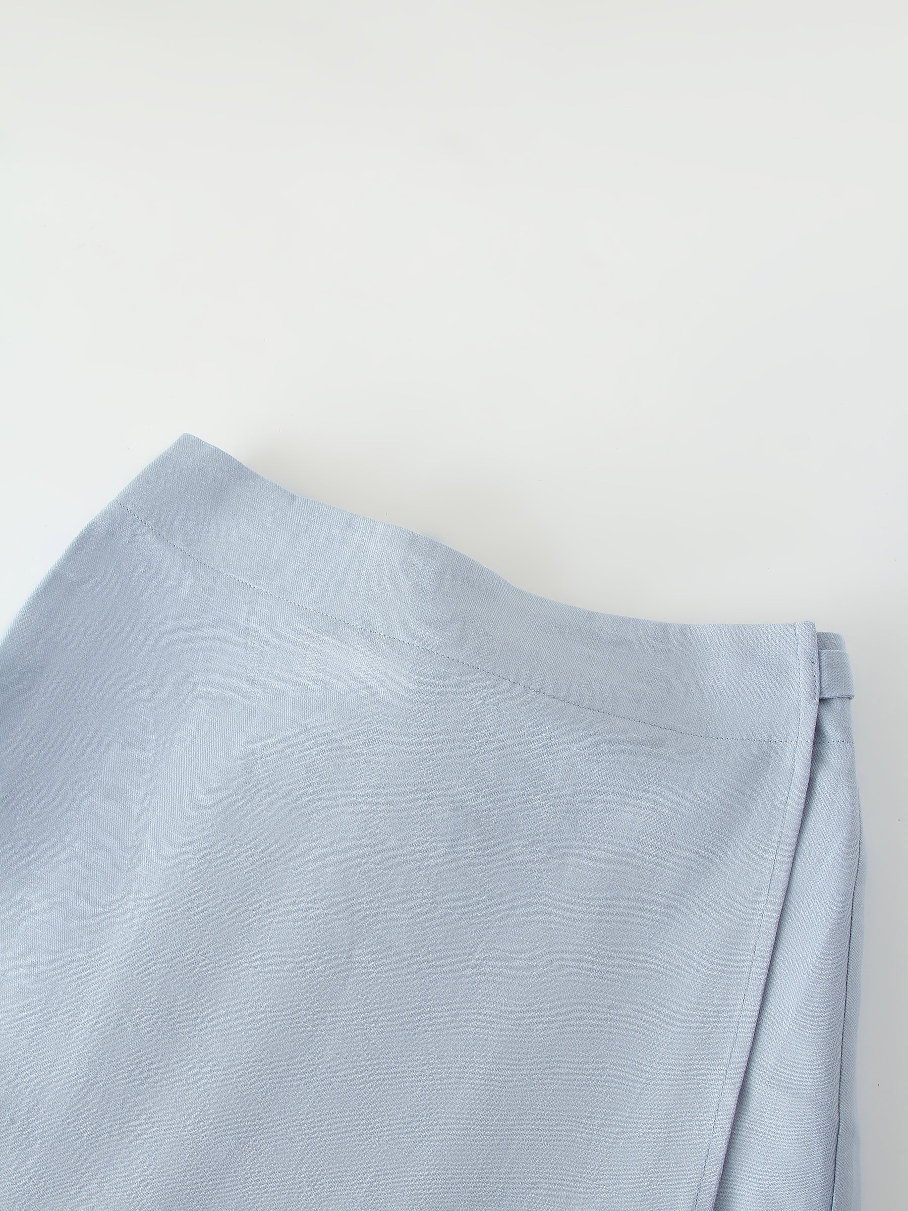Linen Wrap Skirt-Light Blue