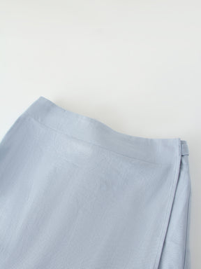 Linen Wrap Skirt-Light Blue