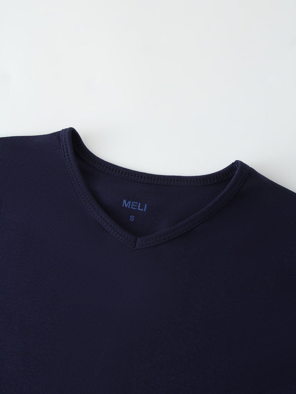 BASIC HIGH V TEE LS-NAVY