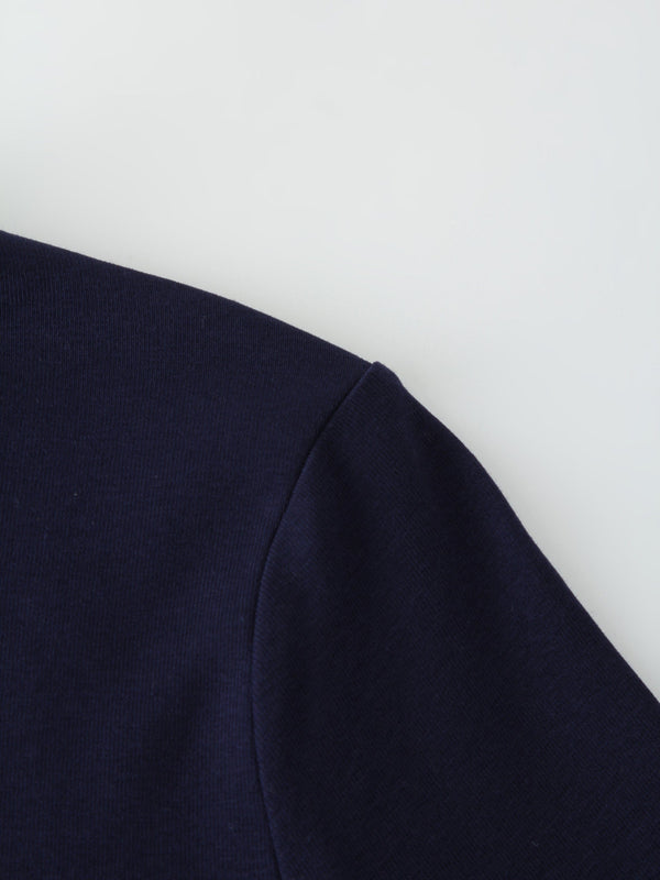 BASIC HIGH V TEE LS-NAVY