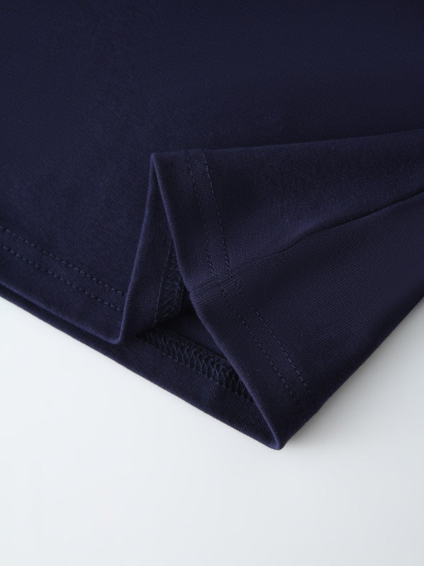 BASIC HIGH V TEE LS-NAVY