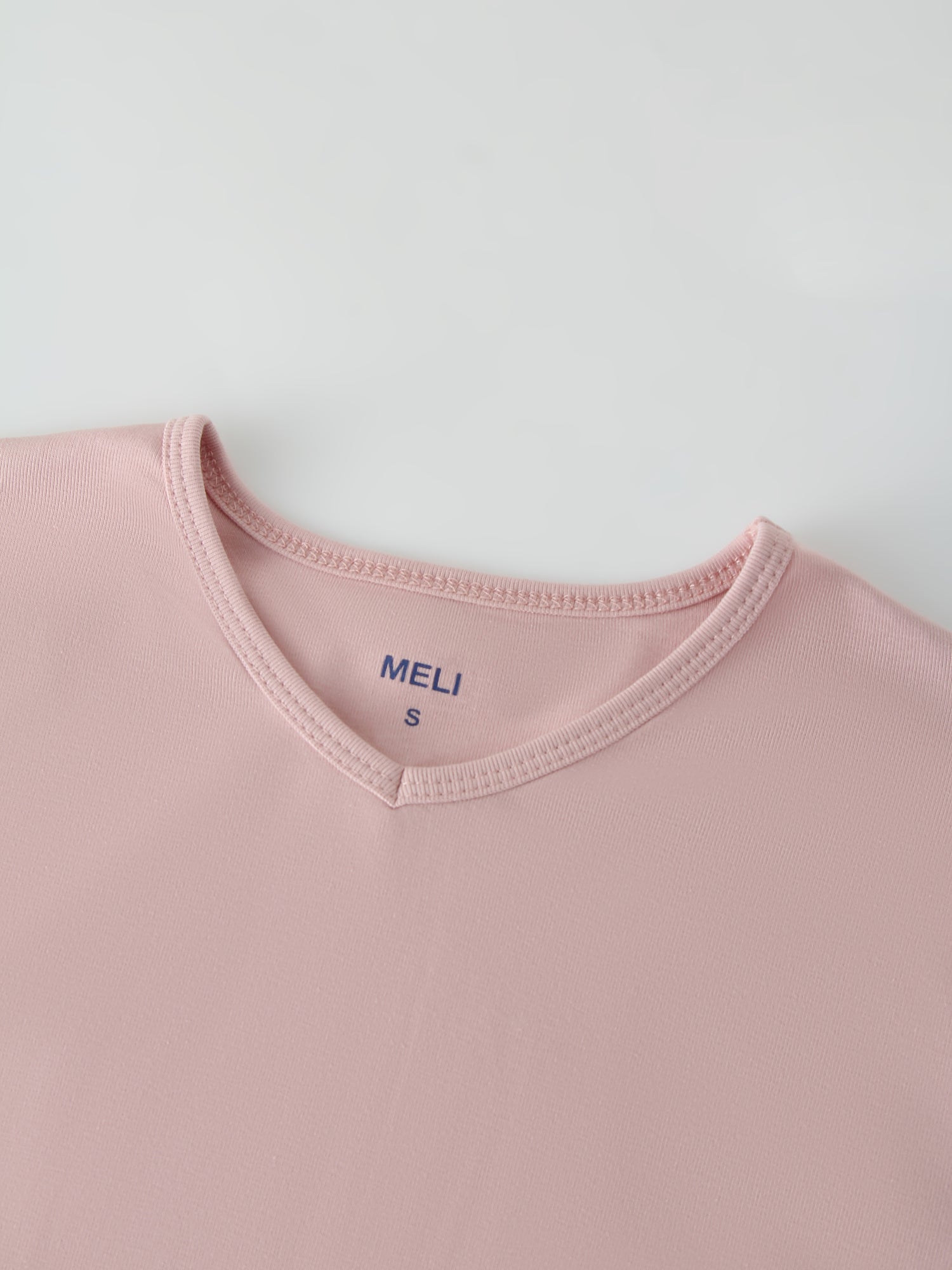 Basic High V Tee LS-Blush