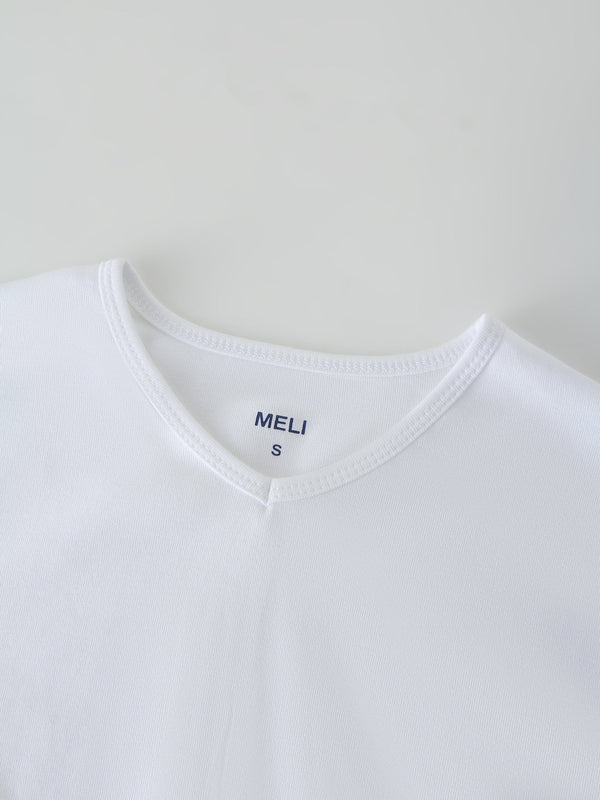 Basic High V Tee Long Sleeve-White