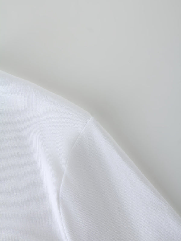 Basic High V Tee Long Sleeve-White