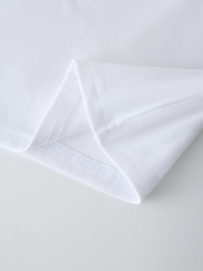 Basic High V Tee Long Sleeve-White
