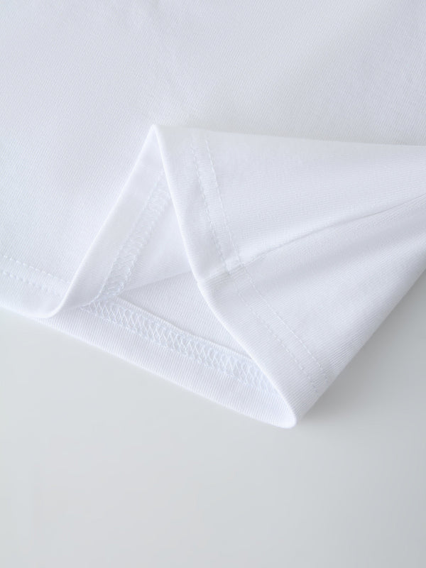 Basic High V Tee Long Sleeve-White