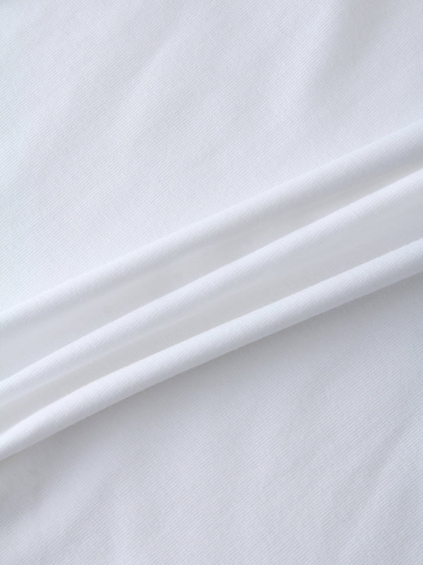 Basic High V Tee Long Sleeve-White