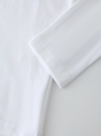 Basic High V Tee Long Sleeve-White