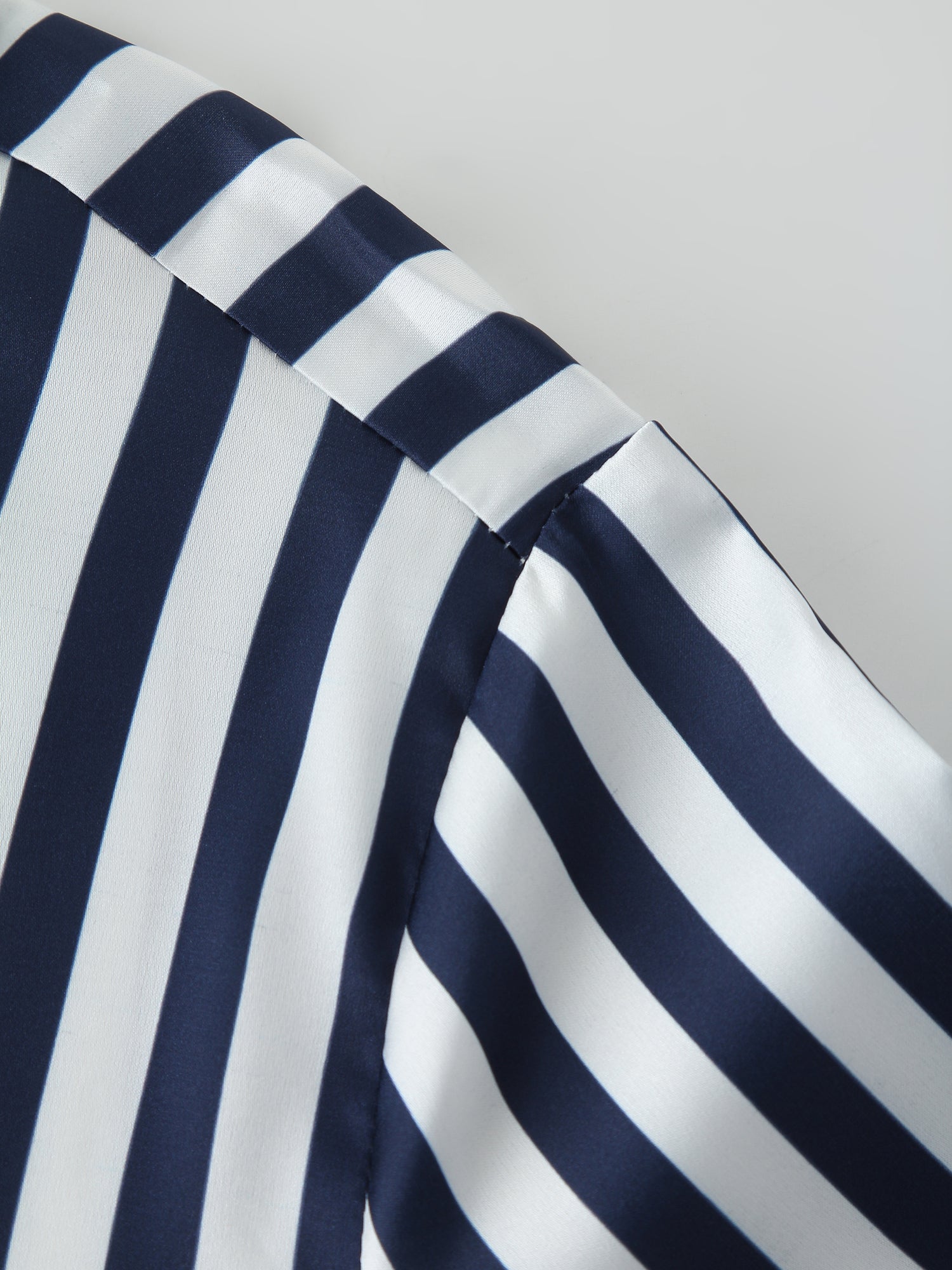 Oversized Satin Blouse-White/Navy