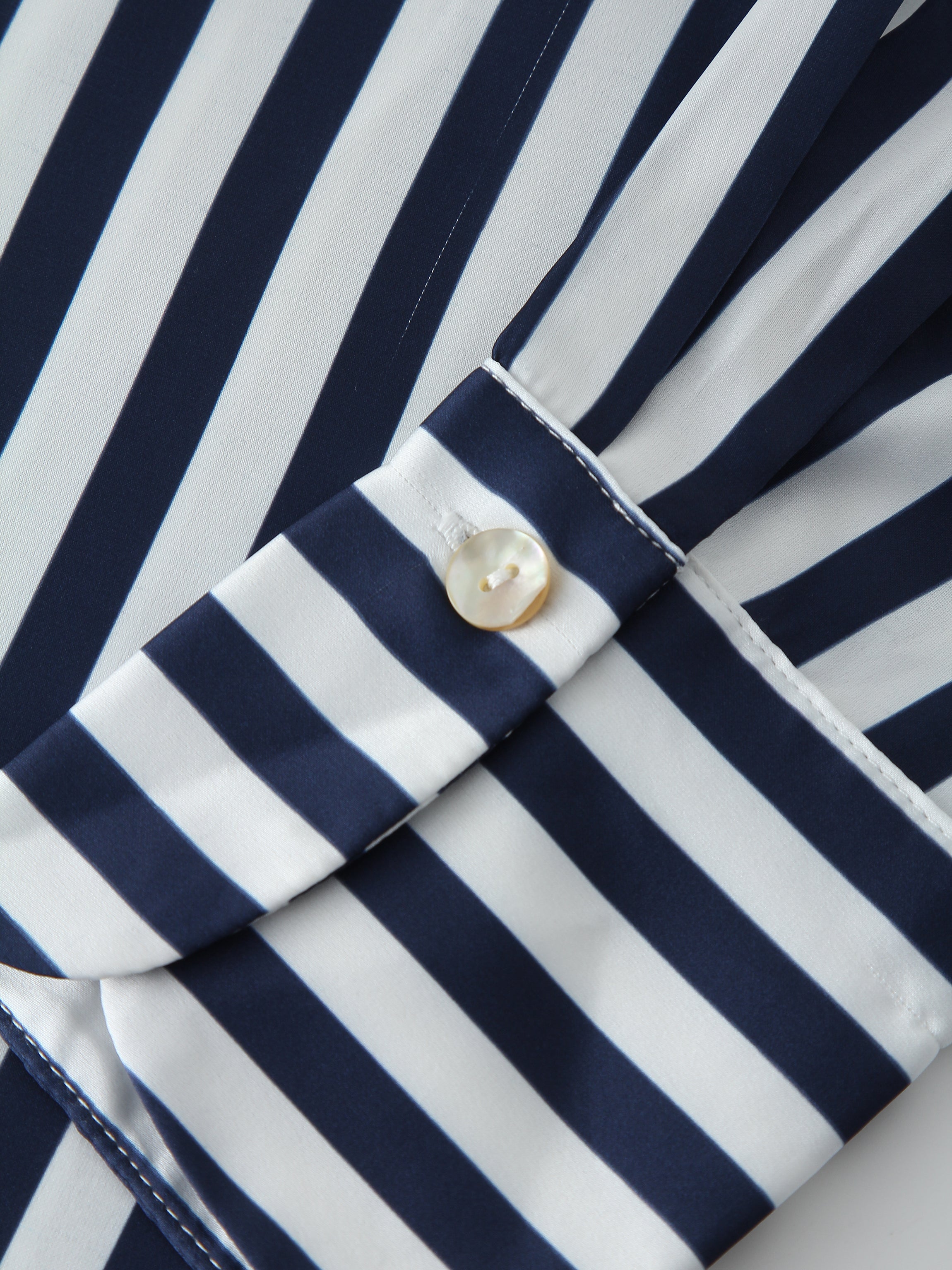 Oversized Satin Blouse-White/Navy