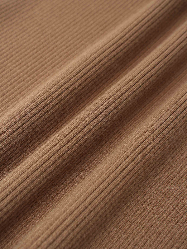 Knit Ribbed Turtleneck-Mocha Mousse