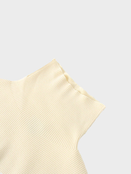 Knit Ribbed Turtleneck-Ivory