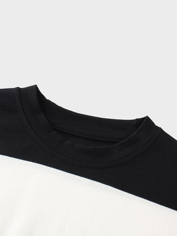 Oversized Rounded Hem T-Shirt-Black/White