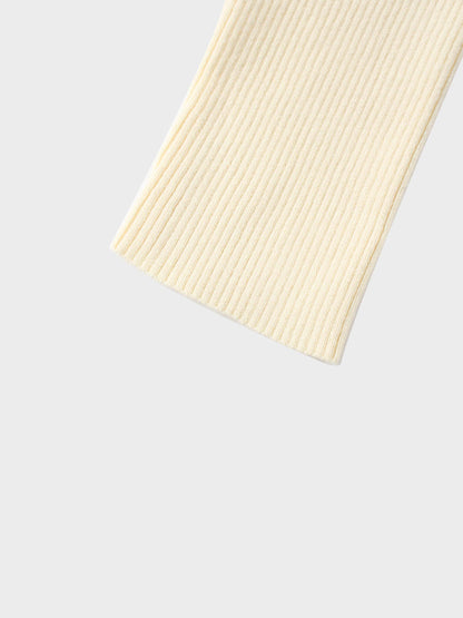 Knit Ribbed Turtleneck-Ivory