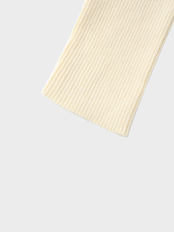Knit Ribbed Turtleneck-Ivory