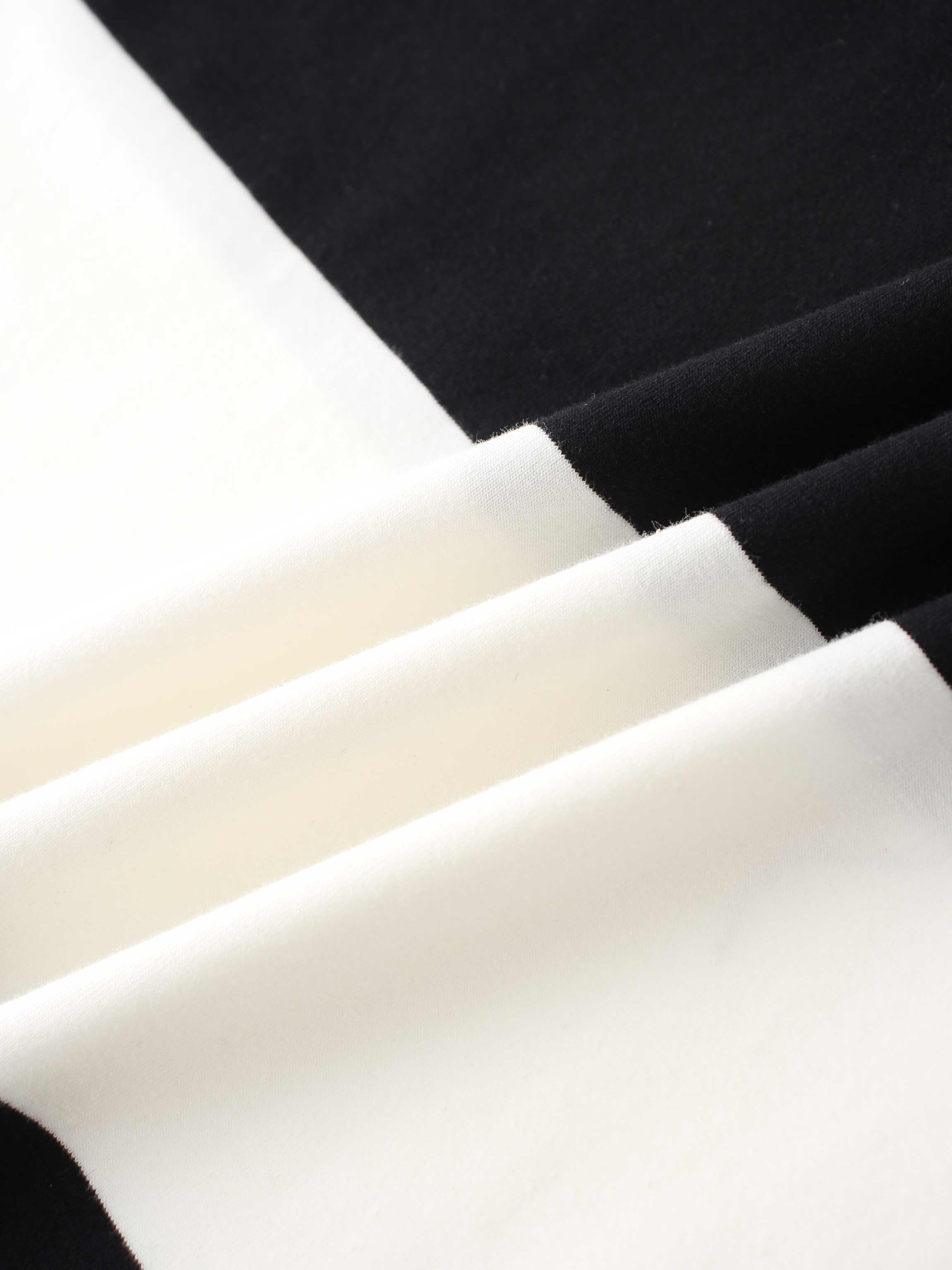 Oversized Rounded Hem T-Shirt-Black/White
