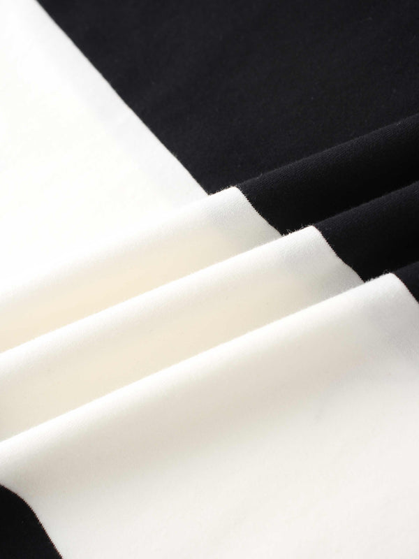 Oversized Rounded Hem T-Shirt-Black/White