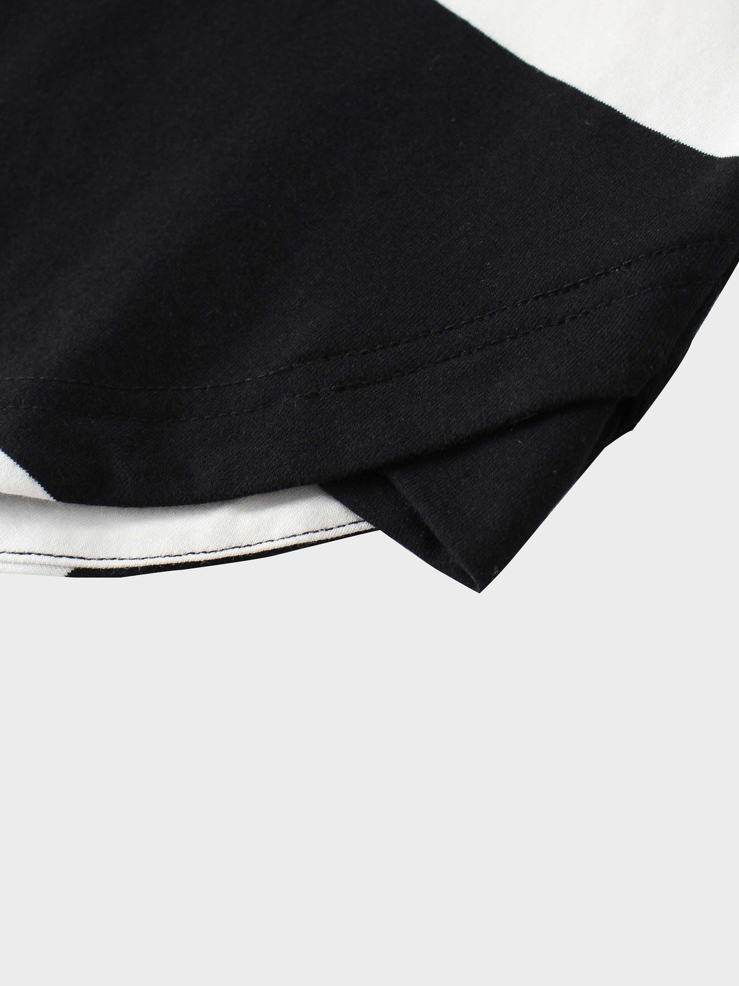 Oversized Rounded Hem T-Shirt-Black/White