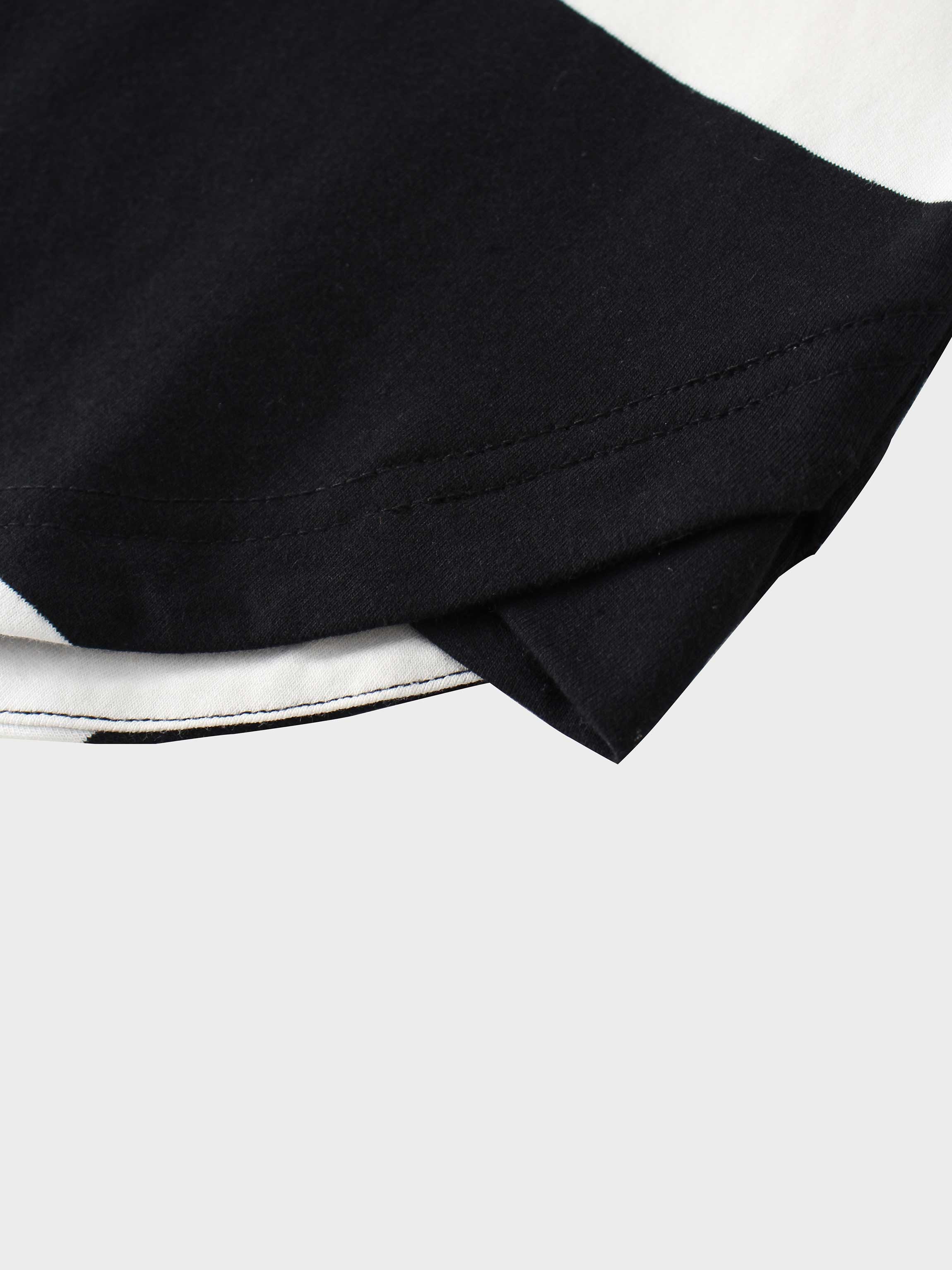 Oversized Rounded Hem T-Shirt-Black/White