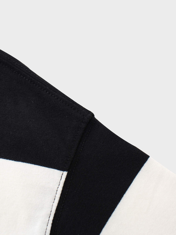 Oversized Rounded Hem T-Shirt-Black/White