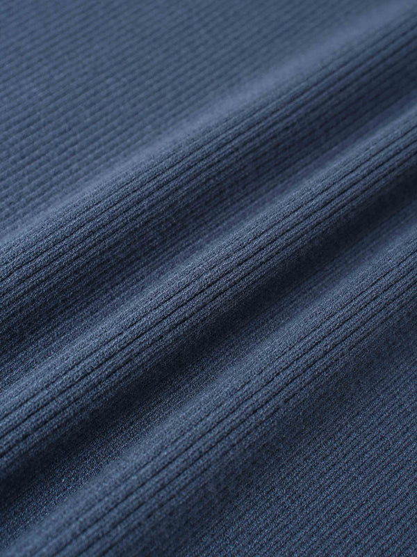 Knit Ribbed Turtleneck-True Blue