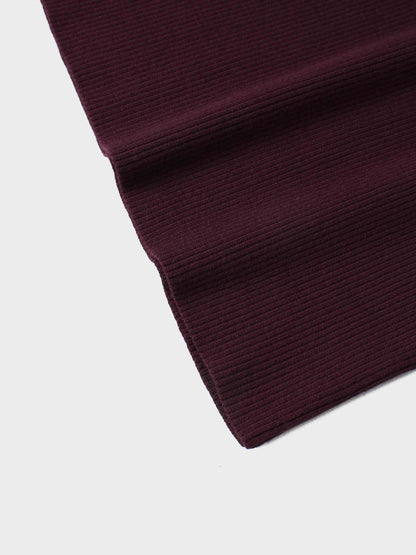 Knit Ribbed Turtleneck-Eggplant