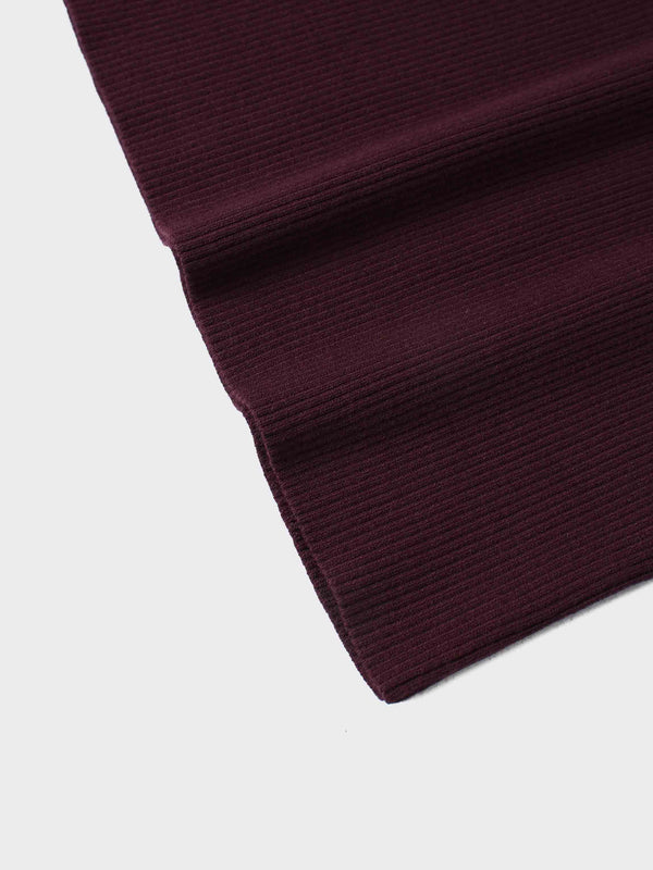 Knit Ribbed Turtleneck-Eggplant