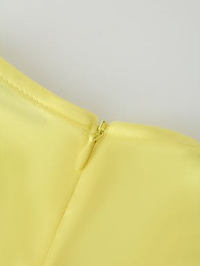 Wrap Satin Top-Yellow
