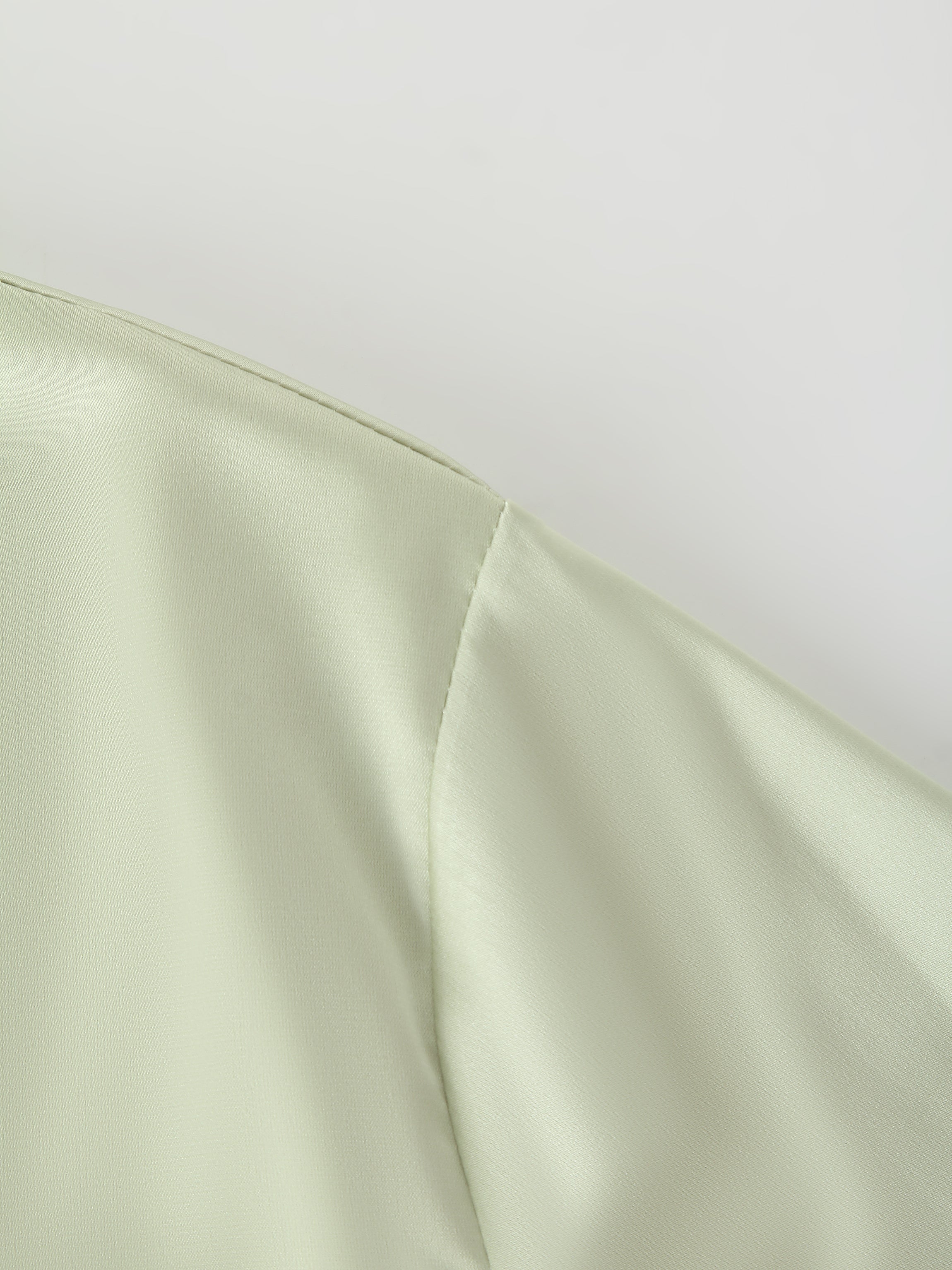 Wrap Satin Top-Celery