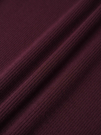 Knit Ribbed Turtleneck-Eggplant