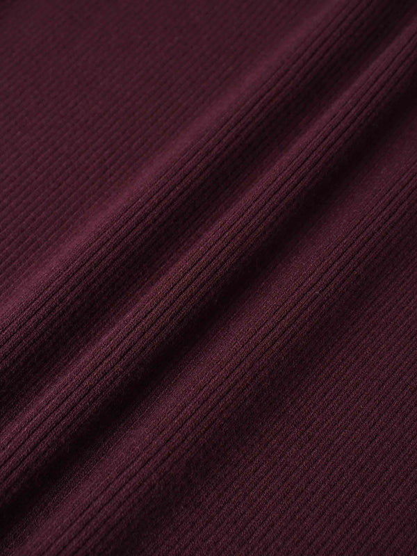 Knit Ribbed Turtleneck-Eggplant