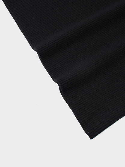 Knit Ribbed Turtleneck-Black
