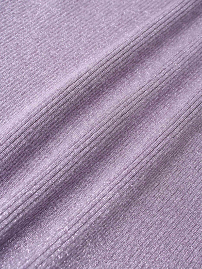 Lurex Ribbed Knit Turtleneck-Lavender