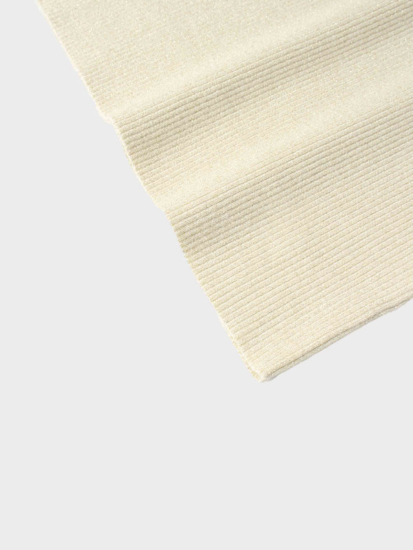 Lurex Ribbed Knit Turtleneck-Ivory