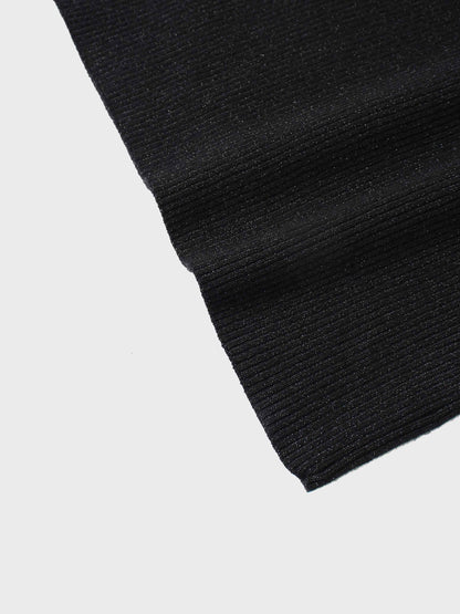 Lurex Ribbed Knit Turtleneck-Black